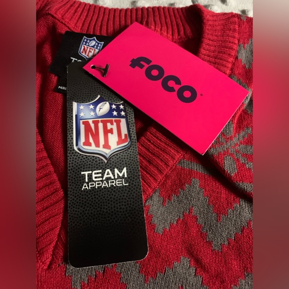 FOCO NFL Womens NFL Team Logo Ugly Holiday V-Neck Sweater - Picture 9 of 10